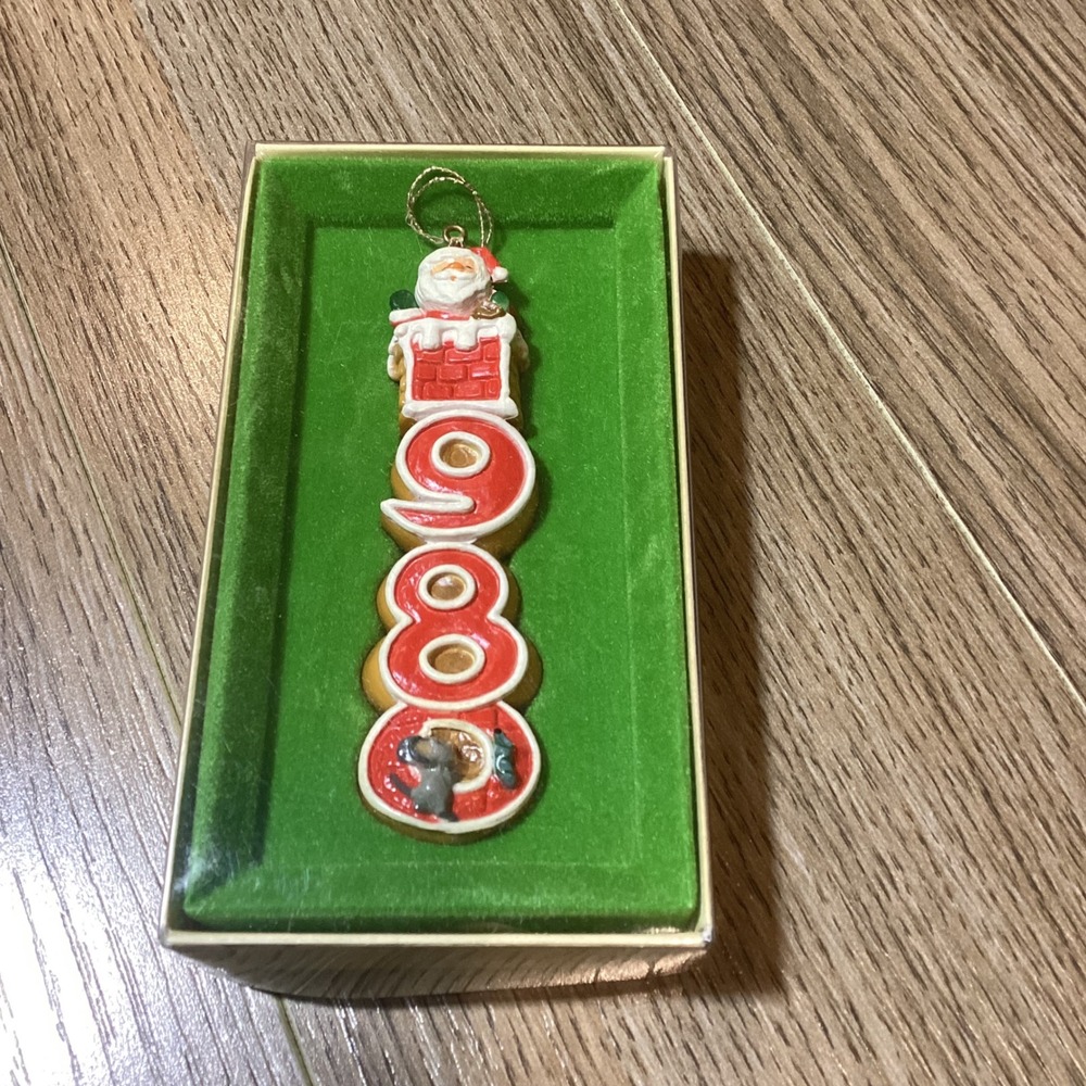 Hallmark Tree Trimmer Collection 1980 Christmas Ornament Santa‎ Chimney Gift